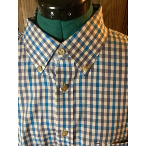 Charles Tyrwhitt Shirt Mens Large Blue Gingham Weekend Non Iron Classic Fit - Picture 2 of 6